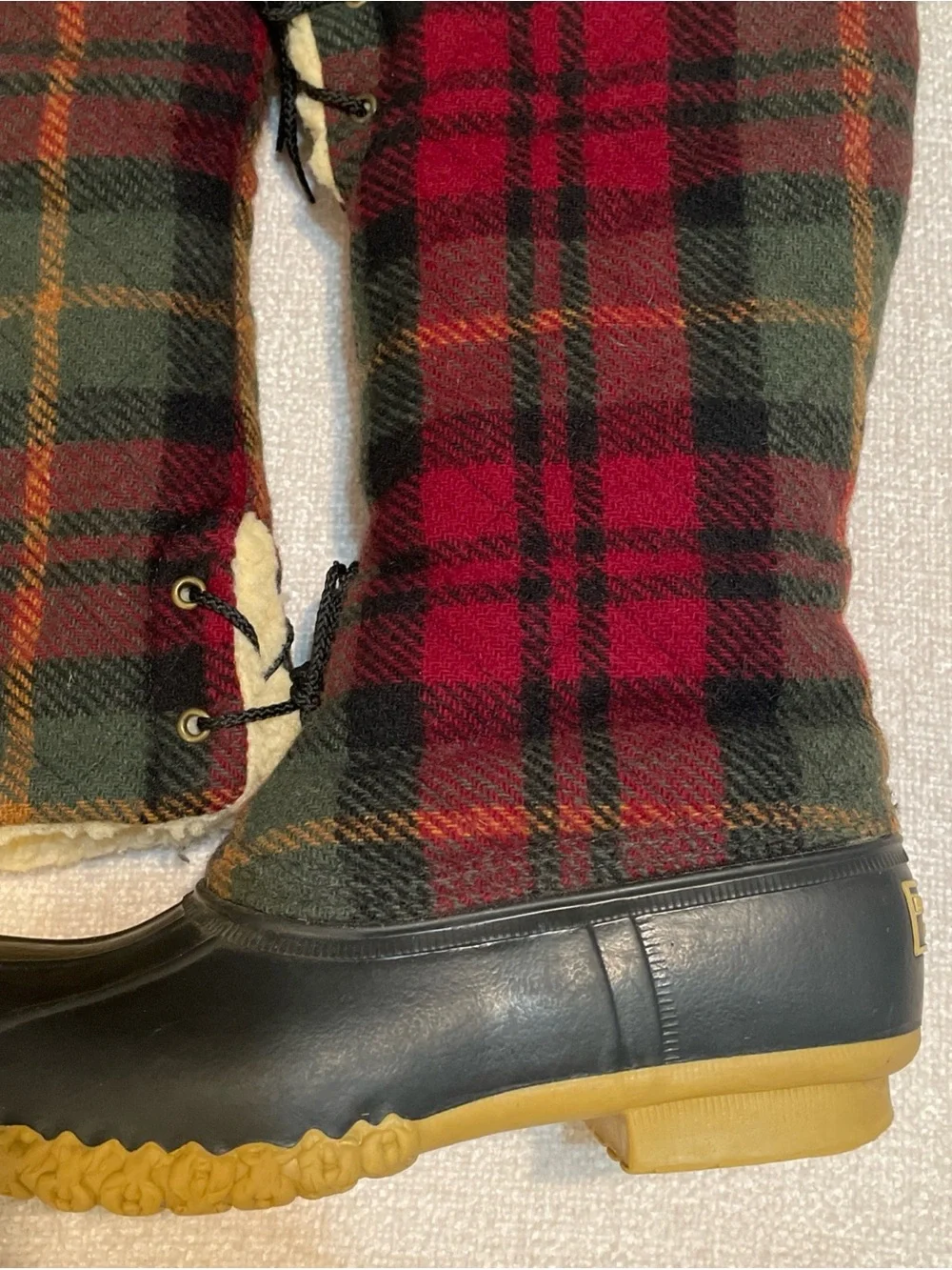 Vintage Women’s L.L. Bean Boots Size 7 M Wool Flannel Sherpa Lined Made In USA